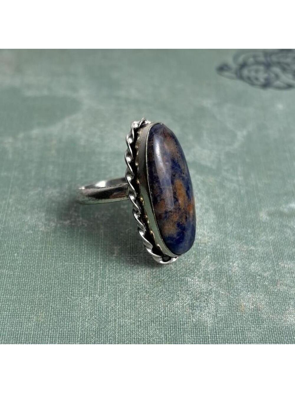 Sterling Coated Sodalite Ring 6.75